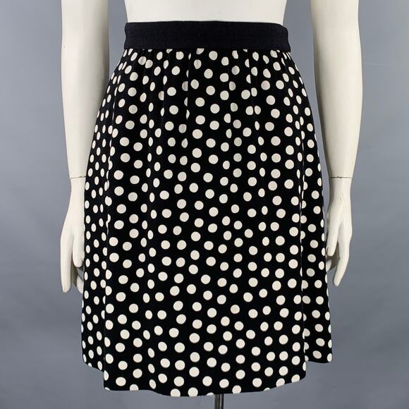 AKRIS Size 12 Black White Polka Dot Short Skirt - Picture 1 of 4